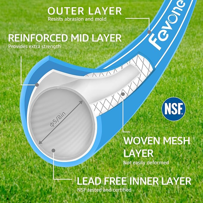 Fevone Garden Hose 80 ft., Lightweight Hybrid Water Hose, Flexible and Durable, Leak-Free Connections