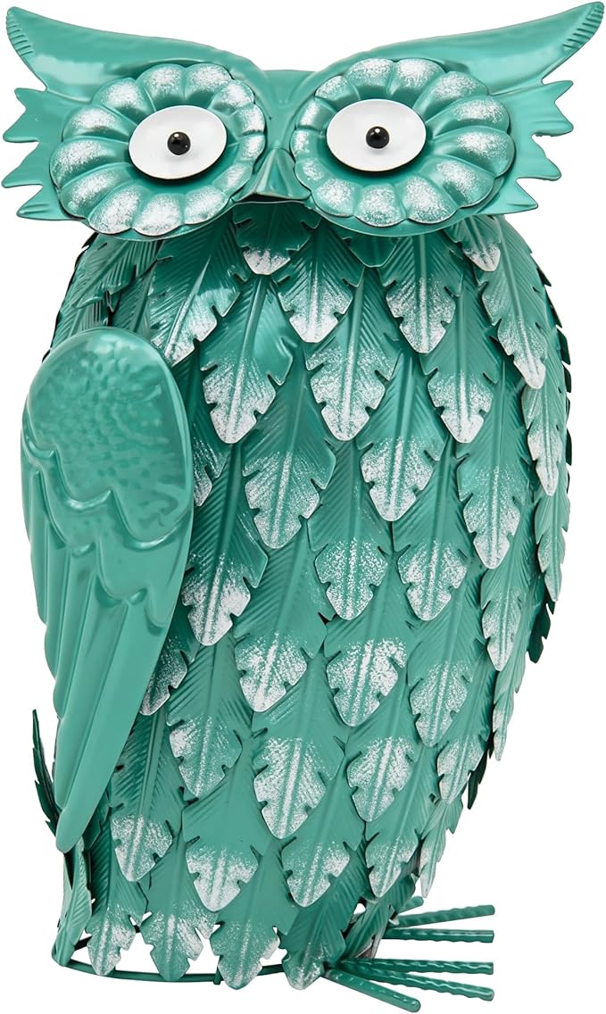 Ultym 16.8" Metal Owl Statue - Handmade Cute Bird Sculpture for Yard & Garden Decor, Boho Home Accent for Shelf, Desk, Living Room, Bedroom, Office, Nice Gift for Bird Lovers