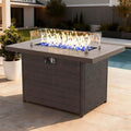 Propane Fire Pit Table, 44" Outdoor Gas Fire Pit with Glass Wind Guard & Waterproof Cover