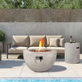 Round Propane Fire Pit,30 Inch Outdoor Fire Pit Table w Tank Cover,2-Piece 40,000 BTU Gas Concrete Firepit for Patio w Lava Rocks/Rain Cover,Fireplace for Backyard & Deck