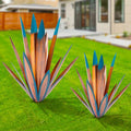 Homight Large Agave Sculpture Rustic Metal Agave Plant Outdoor Interior Decoration Outdoor Lawn Decoration Yard Wooden Posts Matching Garden Suitable for Patio