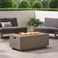 Outdoor Propane Fire Pit Table for Outside Patio, 40 Inch Concrete Fire Pit Table, Rectangle Gas Fire Pit for Garden, Pool, Backyard, 40,000 BTU, Free Lava Rocks, Light Grey
