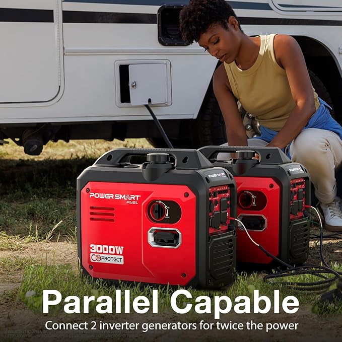PowerSmart 3000-Watt Portable Inverter Generator, CO Protect Super Quiet for Camping Home Backup Use