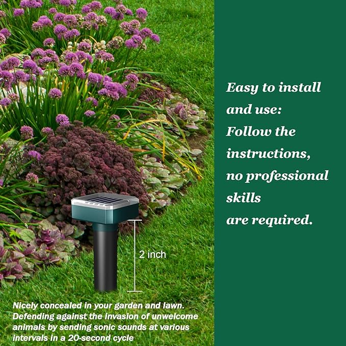 Snake Repellent for Yard 4PCS,Deer Repellent Devices for Plants/Garden,Solar-Powered Deer & Rabbit Repellent Outdoor,Deer Deterrent Devices Outdoor,Sonic,Electronic and Waterproof
