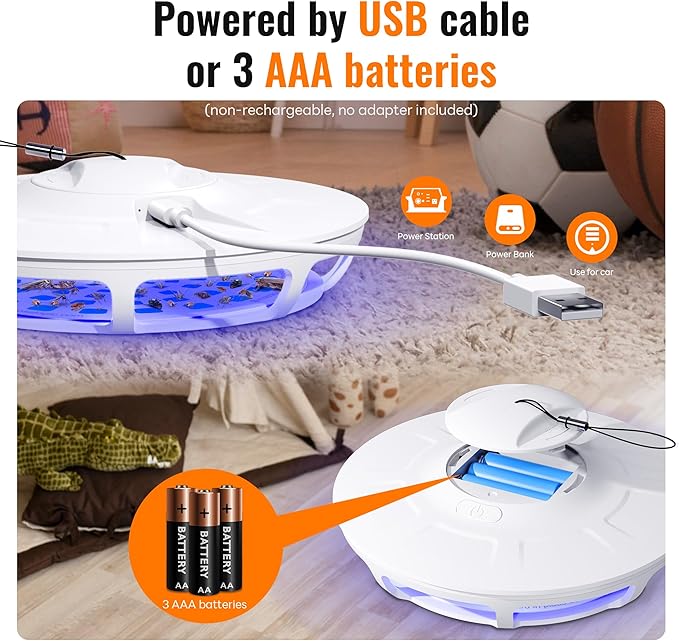 Mosalogic Electric Flea Trap and Killer for Inside Your Home Indoor Fly Light Trap-Natural and Child-Friendly Indoor Flea Control Solution for Home & Garage with 5 Glue Disc Refills