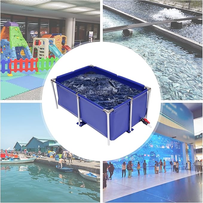 Canvas Fish Pond Pool,Fish Pond Liner,Durable Framed Above Ground Fish Pond Pool with Thickened PVC Liner for Fish Farming, Aquatic Breeding & Backyard Water Gardens (47 FT, Leak-Proof Design)