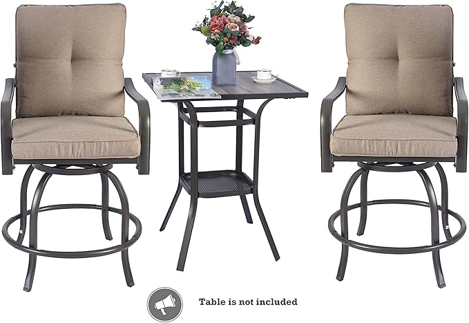 Kozyard Isabella High Swivel Bar Stools/Chair Set for Home Patio, Back Yard, Cafes, Bistro, Restaurants and Chic Bars (Beige)