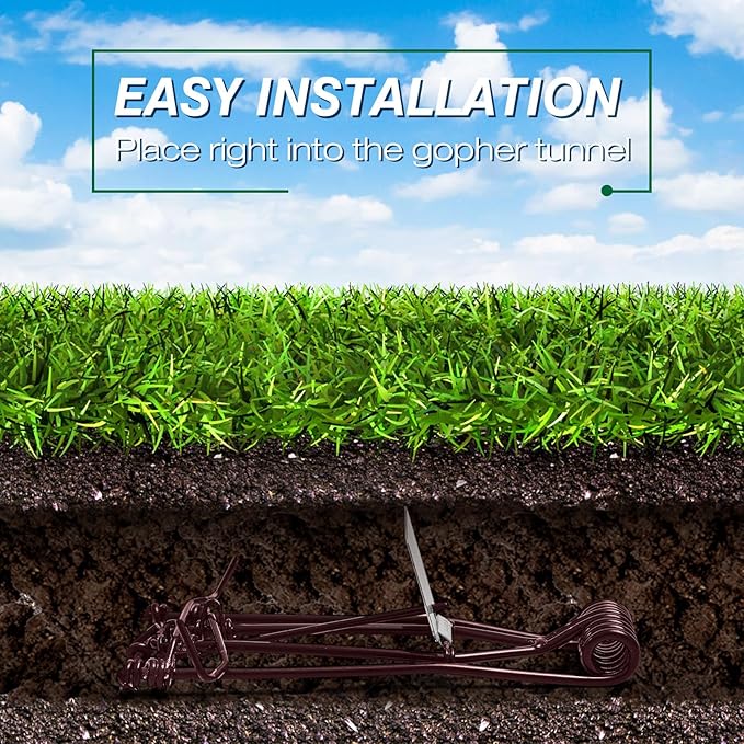Qualirey 12 Pcs Outdoor Gopher Trap Easy Set Mole Trap Weather Resistant Gopher Killer Vole Killer for Lawn Garden Farm (Coffee)