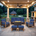 Belord 6 Piece Outdoor Patio Furniture Set with Propane Fire Pit Table, Wicker Patio Conversation Set with2 Patio Wicker Chairs Rattan Sofa and Removable 4" Thick Cushions for Deck Backyard