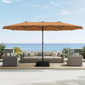 Sophia & William 15 ft Extra Large Patio Umbrella with Solar Lights, Rectangular Outdoor Umbrella with Base Included, Market Umbrella Double-sided Heavy Duty for Pool Garden Backyard, Tawny