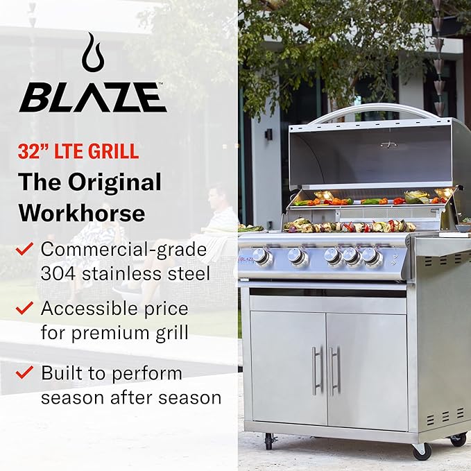 Blaze Gas Grill | 40-inch Built-in Propane Gas Grill | 5 Burner BBQ | Premium Outdoor Kitchen | Best in Class Warranty | LTE+ | BLZ-5LTE3-LP