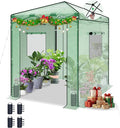 8x6 Instant Pop up Greenhouses, Indoor Outdoor Portable Greenhouse Walk-in, Small Green House for All Season with Roll-Up Zipper Doors and Side Windows, 4 Sandbags, Pe Cover, Green/Clear