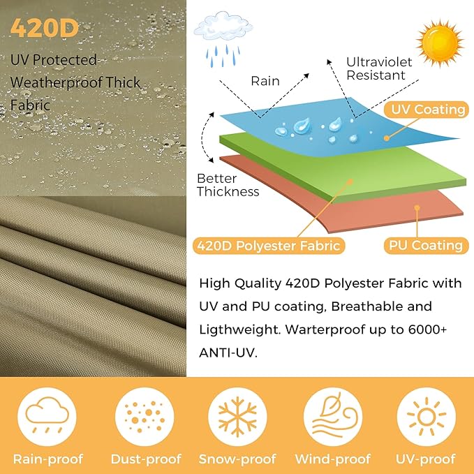 REDRICH Fire Pit Cover Square – Heavy Duty Outdoor Firepit Cover, Full Coverage Patio Outdoor Fireplace Cover, Dustproof Anti UV and Waterproof, 28’’L x 28’’W x 24’’H Brown