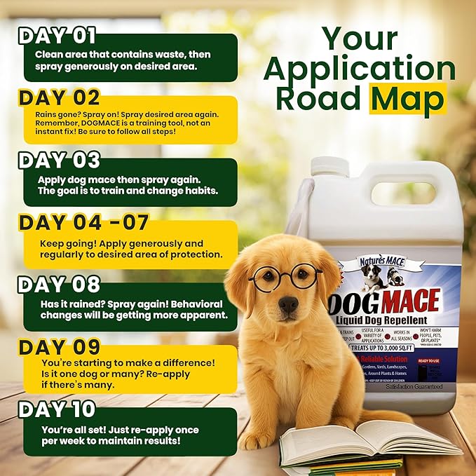 Nature’s MACE Dog Mace Repellent Spray, Keep Dogs Out of Your Lawn and Garden, Training Corrector, Stop Chewing and Digging, Safe Around Kids, Pets, & Plants, 1 Gallon Ready to Use, Treats 3,000 Sq Ft