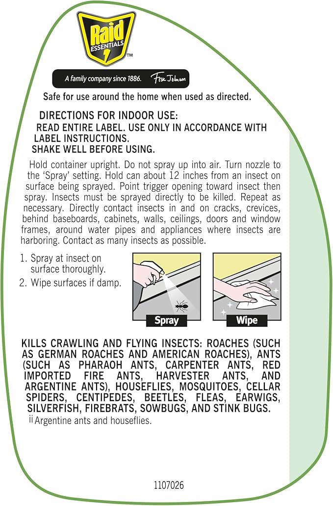 Raid Essentials Multi-Insect Killer Spray Bottle, Child & Pet Safe, for Indoor Use, 12 oz (Pack of 3)