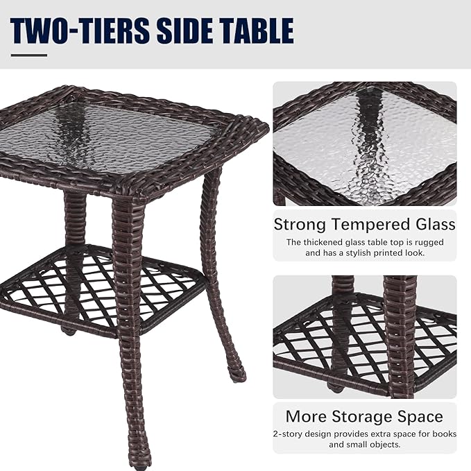 LayinSun 9 Pieces Outdoor Patio Furniture Set, Rattan Wicker Sectional Swivel Rocker Chairs Sets