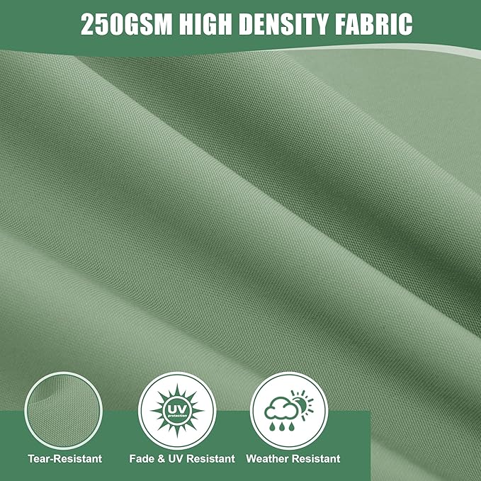 Chaise Lounge Cushions Outdoor Set of 2 - Waterproof and Fade Resistant Sun Lounger Replacement Cushions - Patio Lounger Pads with Removable Cover for Pool, Deck, 72 x 21 x 3 Inch, Sage Green