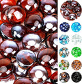 onlyfire Flat Fire Glass Beads for Propane Fire Pit, 1/2 Inch Reflective Firepit Glass Rocks 10 Pounds Flat Marbles for Gas Fireplace and Fire Pit Table, High Luster Amber
