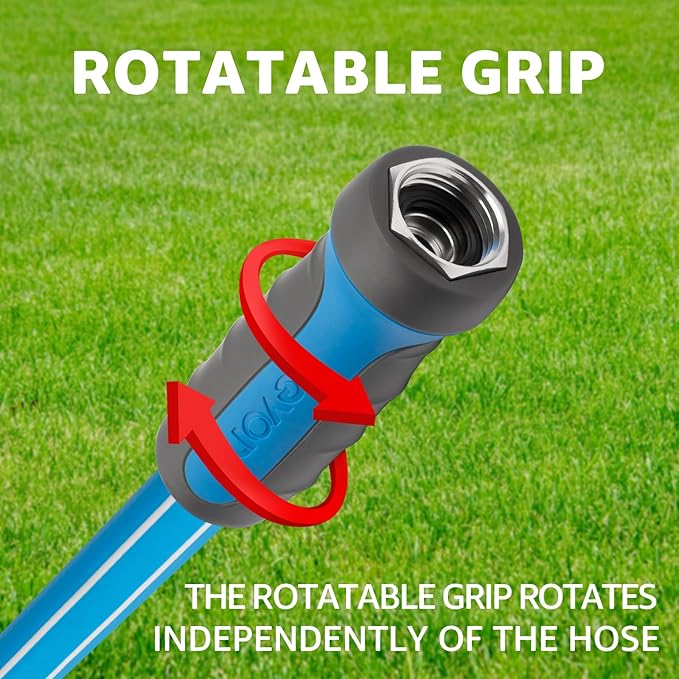 Fevone Garden Hose 105 ft., Lightweight Hybrid Water Hose, Flexible and Durable, Leak-Free Connections