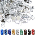 GRISUN 20 Pounds White Fire Pit Glass - 1/2 Inch Reflective Tempered Fire Glass Rocks for Natural or Propane Fireplace, Safe for Outdoors and Indoors Firepit, High Luster