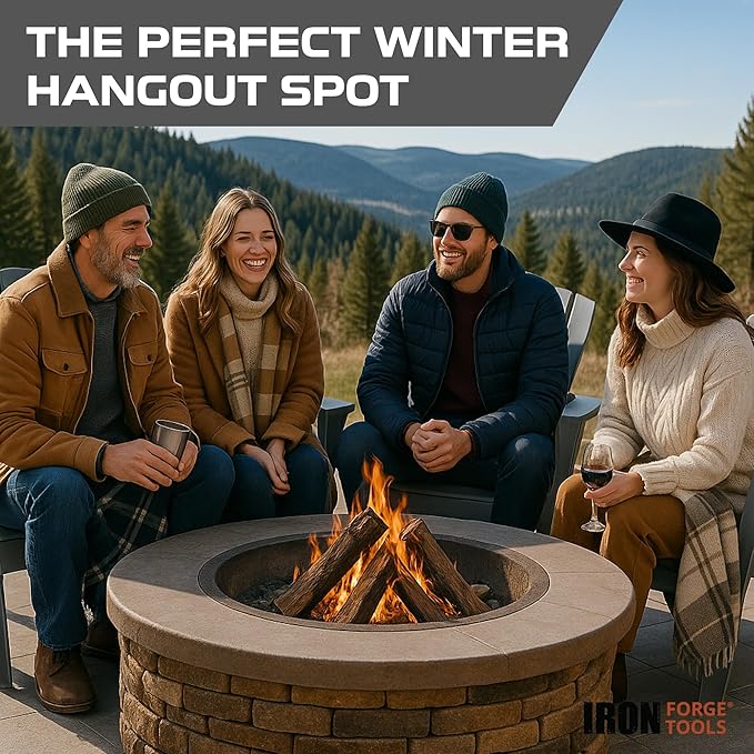 Iron Forge Tools Fire Pit Ring 36 Inch Outer/30 Inch Inner - Outdoor Heavy Duty Metal Round Smokeless Permanent Fire Ring Insert Liner (36x30x10)