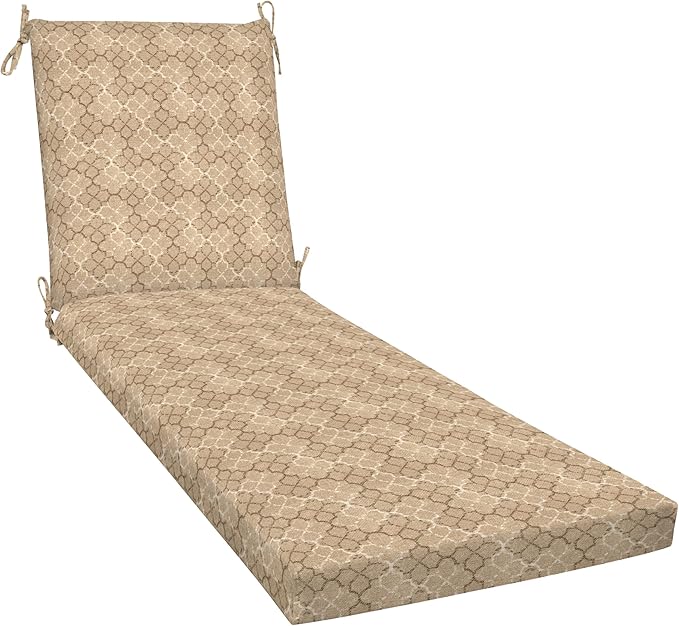 Honeycomb Outdoor Essentials Chaise Lounge, 21 x 70, Courtyard Geo Almond Chair Cushion for Patio Furniture