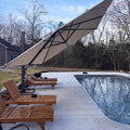 PURPLE LEAF 13 FT Square Patio Umbrella Large Outdoor Aluminum Offset Umbrella with 360-degree Rotation Cantilever Umbrella for Garden Deck Backyard Pool Beige