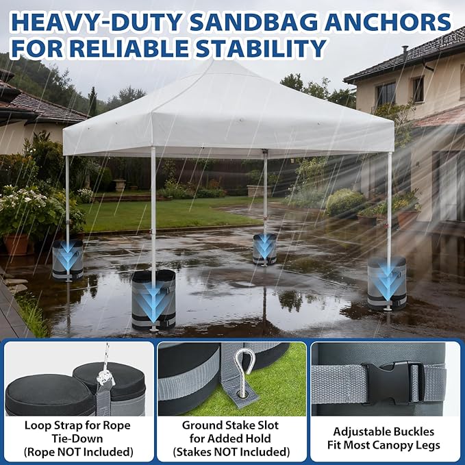 EAGLE PEAK Extra Large Weight Bags for Canopy Tent 270 lbs Leg Weights Heavy Duty Sandbags for Pop Up Canopy Gazebos Beach Tent Umbrella Greenhouse Set of 6, Gray
