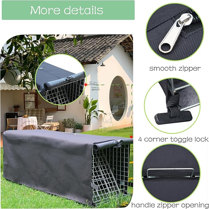 Live Animal Trap Cage with Cover & Gloves, Cat Trap for Stray Cats 32 Inch Heavy Duty Folding Skunk Traps with Real Door for Raccoons, Opossums, Skunks, Feral Cats, Squirrels-(32 x 10 x 12 inches)
