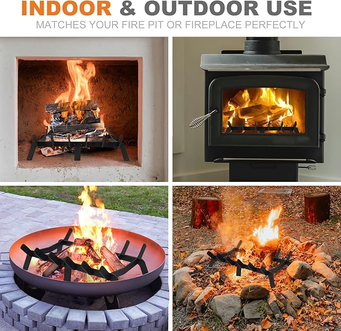 Fireplace Grates 20 Inch - Heavy Duty Steel Fireplace Rack | Fireplace Log Holder for Indoor & Outdoor | Fire Place Grate| Fireplace Racks for Inside Fireplace| Large Firewood Grate| Easy Assembly