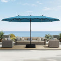 Sophia & William 15 ft Extra Large Patio Umbrella with Solar Lights, Rectangular Outdoor Umbrella with Base Included, Market Umbrella Double-sided Heavy Duty for Pool Garden Backyard, Cyan-blue