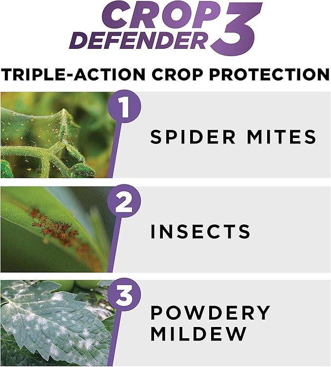 Grower's Ally Crop Defender 3 Concentrate - Natural Miticide, Insecticide, Fungicide Control for Plants - OMRI Listed Garden Safe Spray Killer for Powdery Mildew & Mites - 1 Quart, Makes 100 Gallons