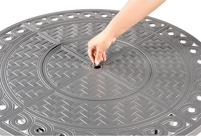Round 34 in. x 34 in. Aluminum Propane Fire Pit Table with Glass Beads, Two Covers, Lid, 37,000 BTUs in Grey Finish