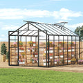 VEVOR Polycarbonate Greenhouse, 8 x 14 Ft, Outdoor Greenhouse with 2 Vent Windows, Pavilion Styled with Hinged Door, Aluminum Large Walk-in Greenhouse Kit for Outside Garden Backyard