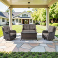 Belord 4 Piece Patio Furniture Set - Outdoor Glider Bench with Swivel Rocker Chairs and Coffee Table, High Back Small Outdoor Conversation Furniture Sets for Deck Sunroom Balcony Backyard