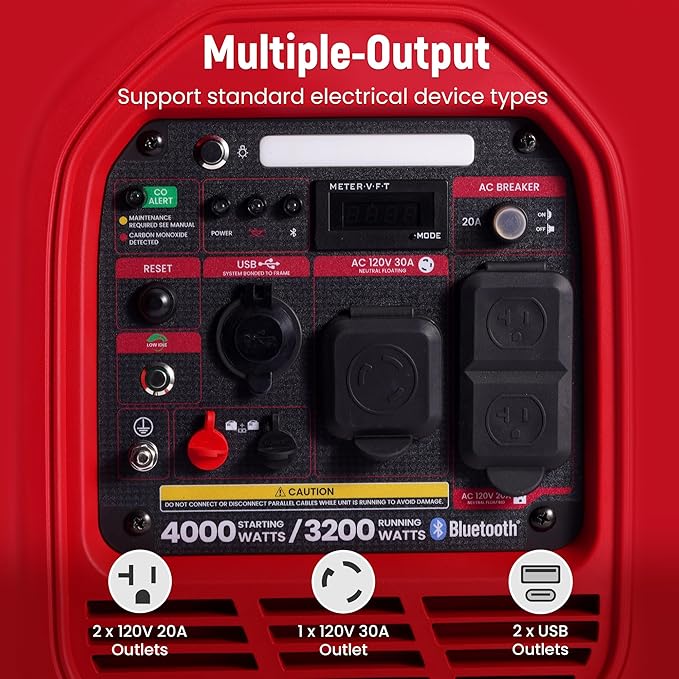 maXpeedingrods 4000 Watt Portable Inverter Generator Gas Powered, with CARB Compliant, App Remote Data Monitor, Compact and Lightweight for Outdoor Camping, Family Power Failure in Extreme Weather