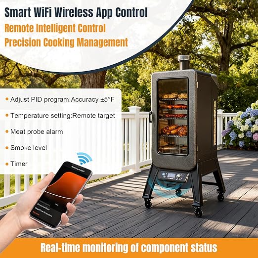 Smart PID Control Board for Pit Boss Vertical Pellet Smokers, WiFi Controller Board Compatible with PBV3P1/PBV4PS1/PBV5P1 Series, WiFi-Enabled APP Precise Temperature Control in Increments of 1 Degree