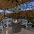 GDFStudio 22" Outdoor Propane Gas Fire Pit Table, 40,000 BTU Square Patio Heater with Wicker Base, Glass Wind Guard & Rain Cover, Small Outdoor Firepit for Garden Deck Backyard, Dark Brown