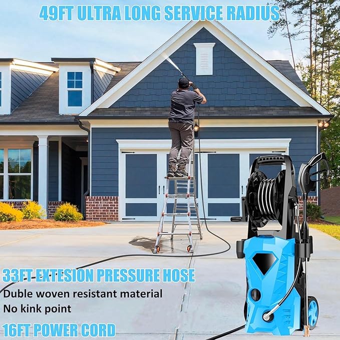 Imdot 5000PSI Eectric Pressure Washer 2025 2.8GPM High Power Washer with 4 Pressure Nozzle and Soap Bottle for Home, Car Washing, Fence Cleaning, Patio (Navy Blue)