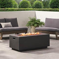 Outdoor Propane Fire Pit Table for Outside Patio, 40 Inch Concrete Fire Pit Table, Rectangle Gas Fire Pit for Garden, Pool, Backyard, 40,000 BTU, Free Lava Rocks, Dark Gray