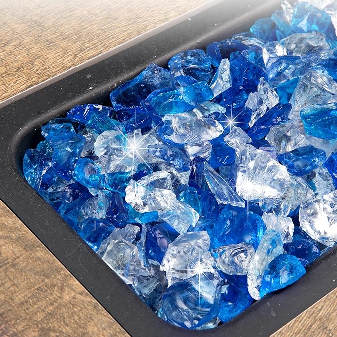 GASPRO 10 lbs Bahama Blend Fire Glass for Fire Pit Table, Decorative Gas Fireplace Glass Rocks, 1/2 Inch