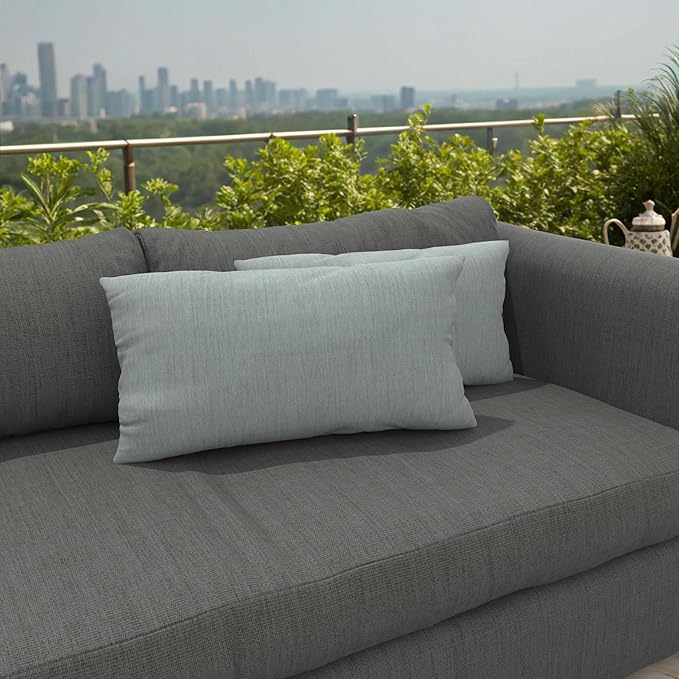 Covers & All Sunbrellla Outdoor Pillows for Patio Furniture, UV Fade Resistant & Waterproof Outdoor Sunbrella Lumbar Pillows, Set of 2 Inserts & Covers for Patios, Decks and Porches (Cast Mist)