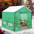 COOS BAY 10x10 FT Pop up Greenhouse Outdoor with Winter Support Pole, Walk in Green House with Power Access Openings, Zippered Doors & Windows, Durable PE Cover, Green