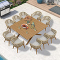 PURPLE LEAF 12 Pieces Outdoor Dining Set with Patio Aluminium Dining Table and Wicker Chairs Modern Furniture Cushions Sets for Backyard Indoor Decor Kitchen Teak