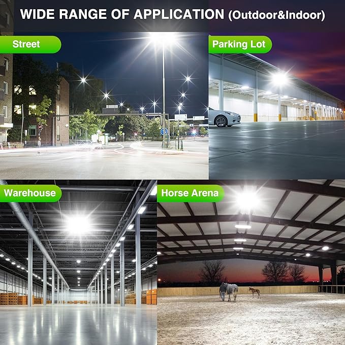 2 Pack LED Flood Lights Outdoor, STASUN 480W 48000lm 6000K Daylight White IP66 Waterproof, Commercial Parking Lot Lights, 3 Heads for Yard Street Stadium Outdoor Area Floodlight Bright Security Lights