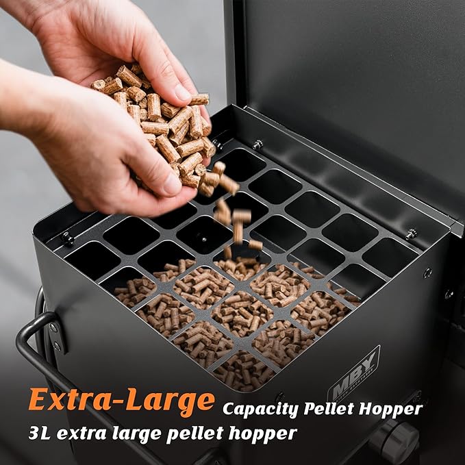 Wood Pellet Smoker with Rainproof Cover, Vertical Electric Pellet Smoker Grill With Hook Meat Probe LED Display Temperature Control