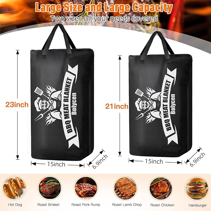 Upgraded BBQ Blanket for Resting Meat - Smoker Accessories Brisket Blanket - Insulated Meat Resting Bag with Wide Mouth for Steak/ Pork Shoulder/ Turkey - Thanksgiving Christmas Stocking Stuffers White Elephant Gifts -Birthday Anniversary BBQ Accessori...