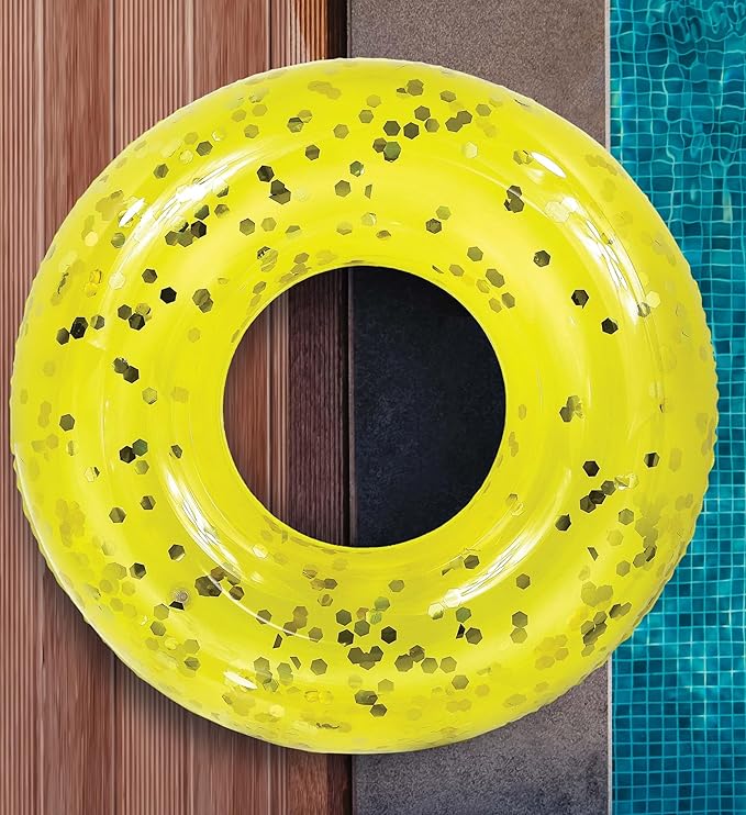 POZA Inflatable Pool Float Tube – Sparkly Confetti Swim Ring, Heavy Duty UV Resistant Inflatable Tube Pool Float for Kids & Adults – Multiple Colors & Sizes – Beach, Lake & Pool Party Float