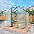 KEIKI 6x8 FT Polycarbonate Greenhouse for Outdoors, Durable Aluminum Walk-in Greenhouse with Gutter Drainage & Tall Growing Space for Plants, Green