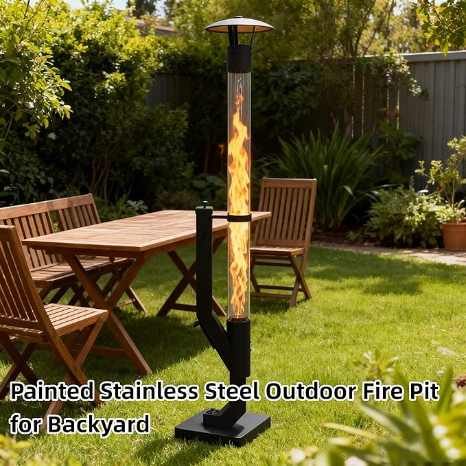 Outdoor Pellet Heater with Exclusive Rain Cap, All-Weather Patio Heater for Garden, Backyard, Party, Matte Black